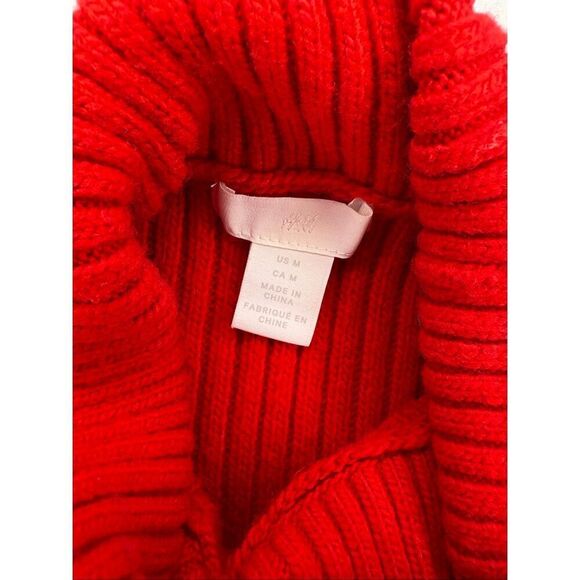 H&M oversized ribbed red turtleneck sweater - M - Picture 3 of 7